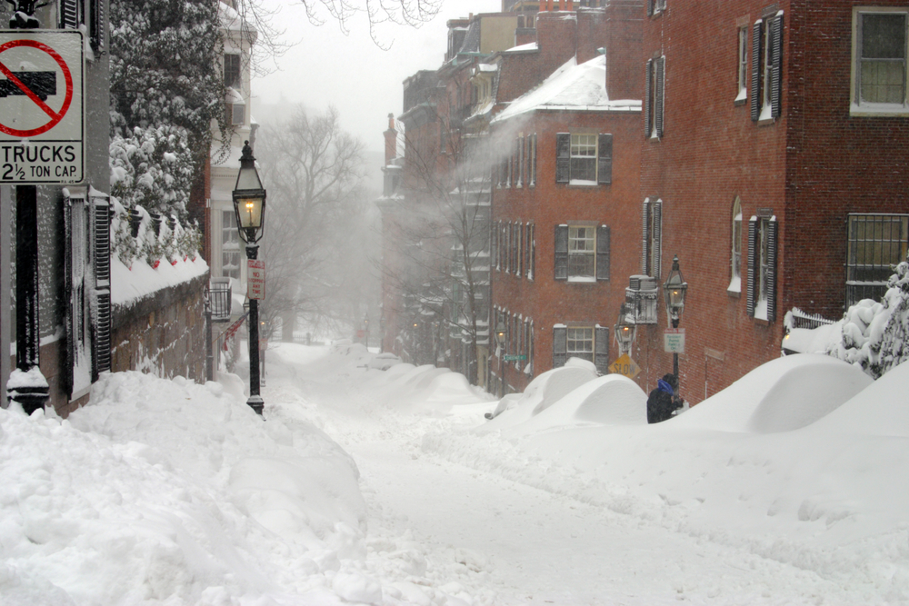 Image of a Boston street covered in thick snow.